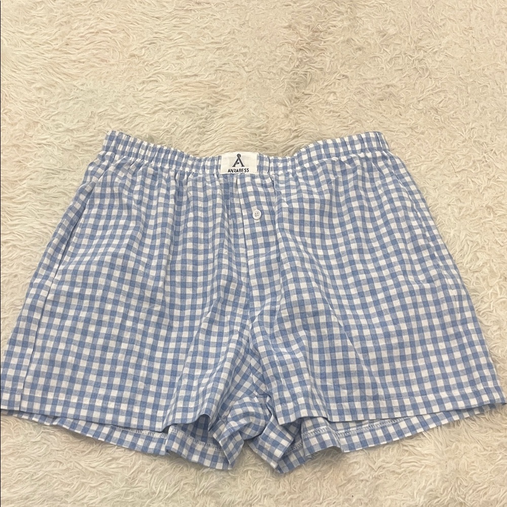 Anrabess Women's Blue Gingham Boxers